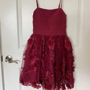 Burgundy flowered homecoming dress